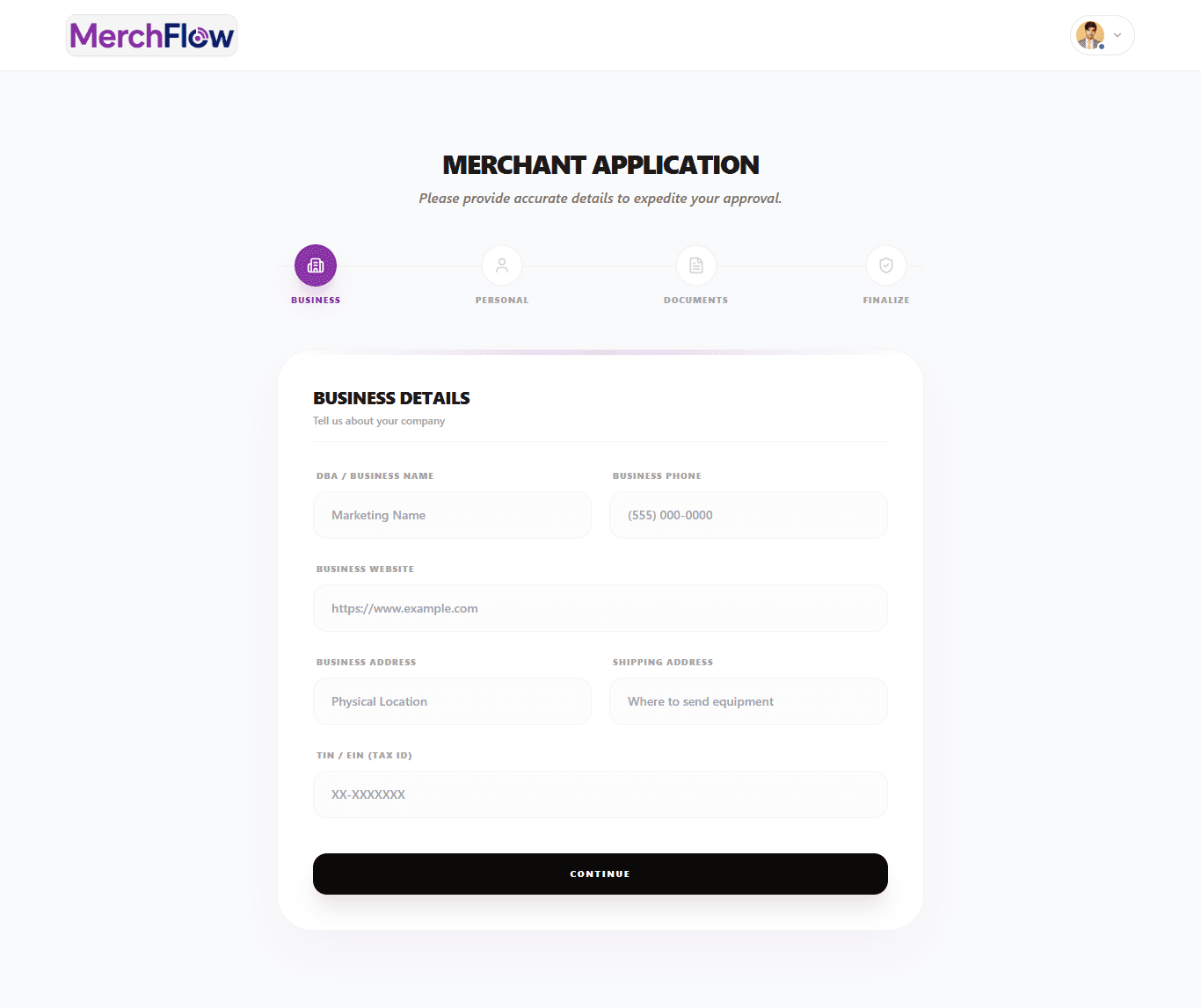 Merchant Onboarding Form
