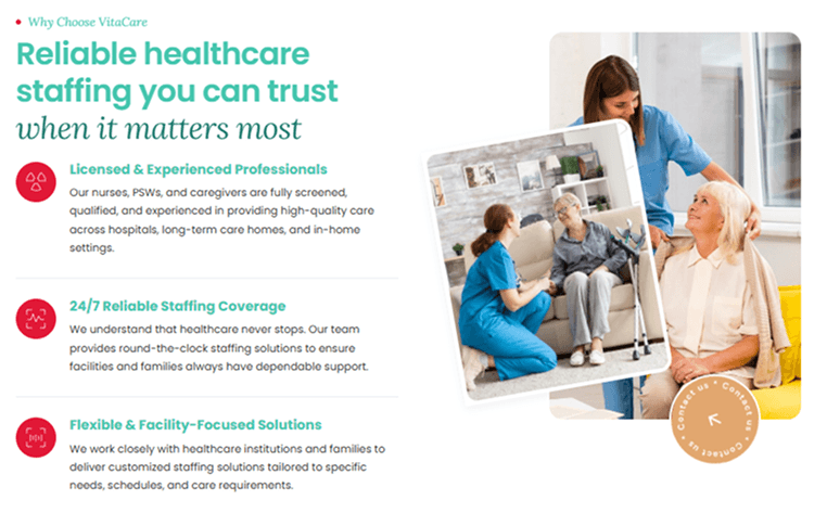Why Choose VitaCare - 24/7 Reliable Staffing Coverage
